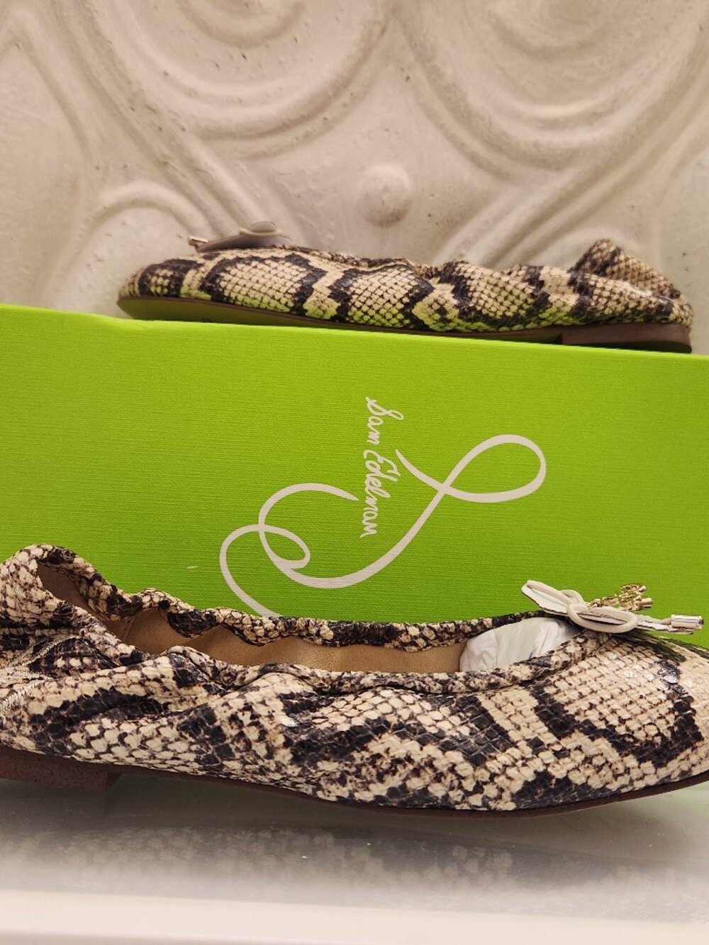 Sam Edelman Leather "Felicia Roccia Snakeprint" Ballet Flats. NIB. Size 6